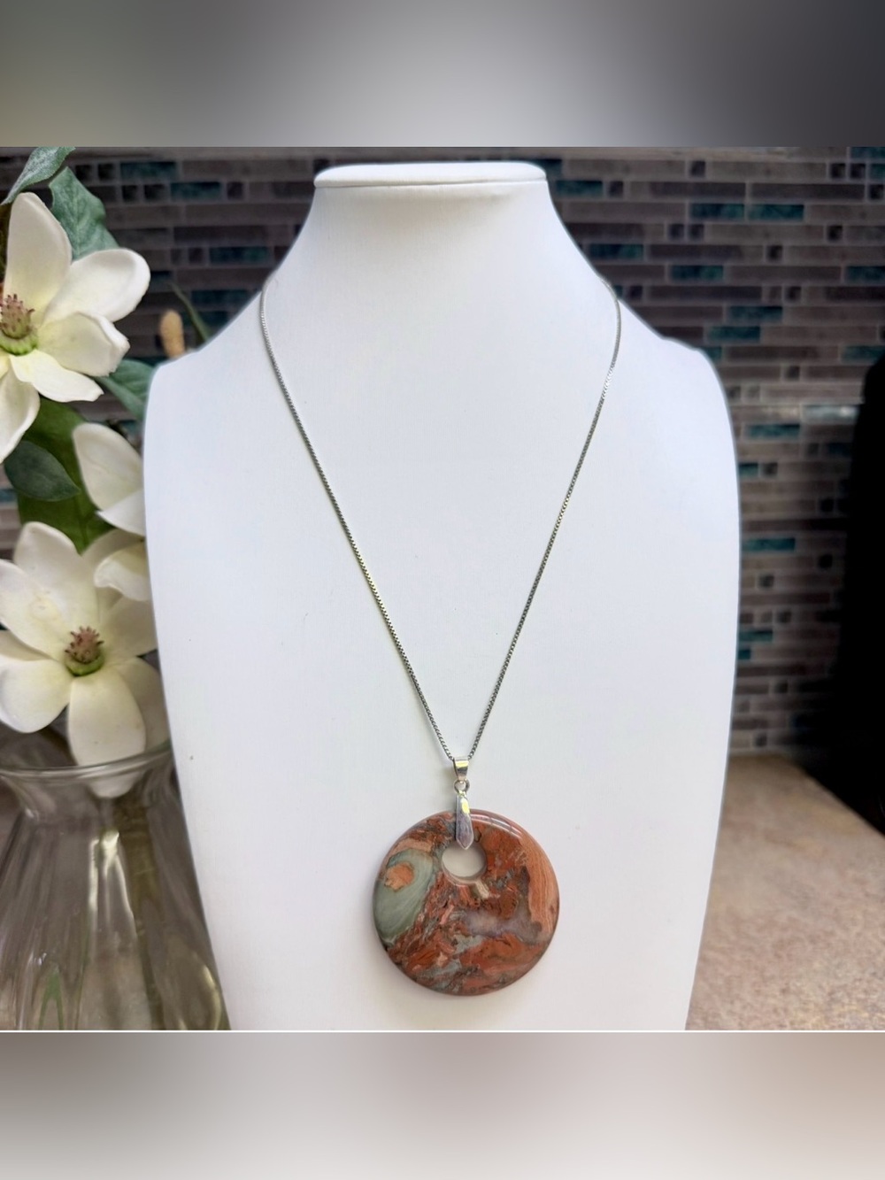 Large Picture Jasper medallion necklace